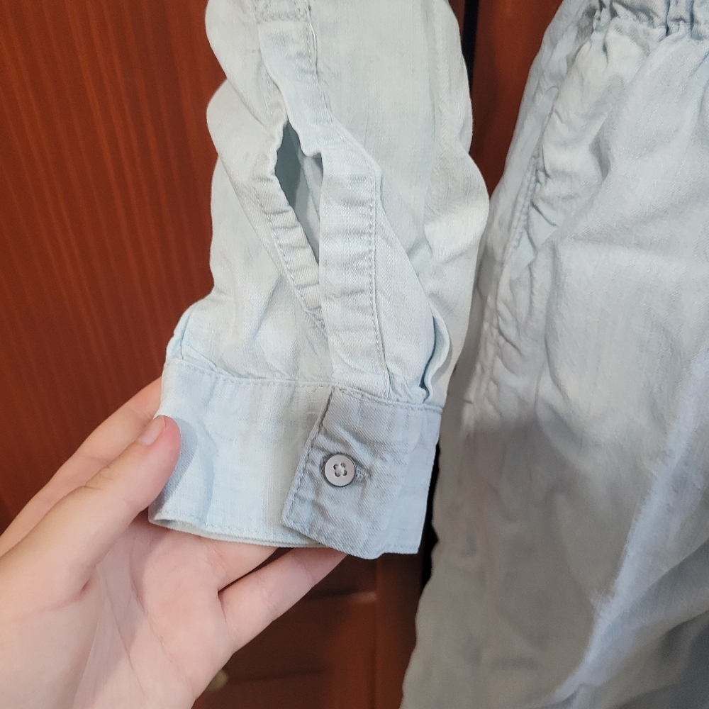 GAP Light Blue Button Up Workwear Style Dress Cinched Waist | Size Medium - Picture 5 of 12